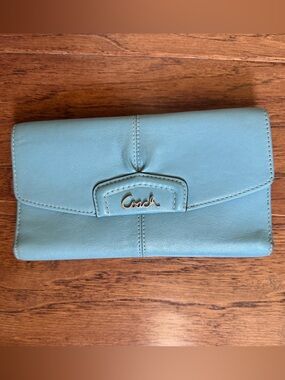 Coach Teal Blue Leather Wallet
